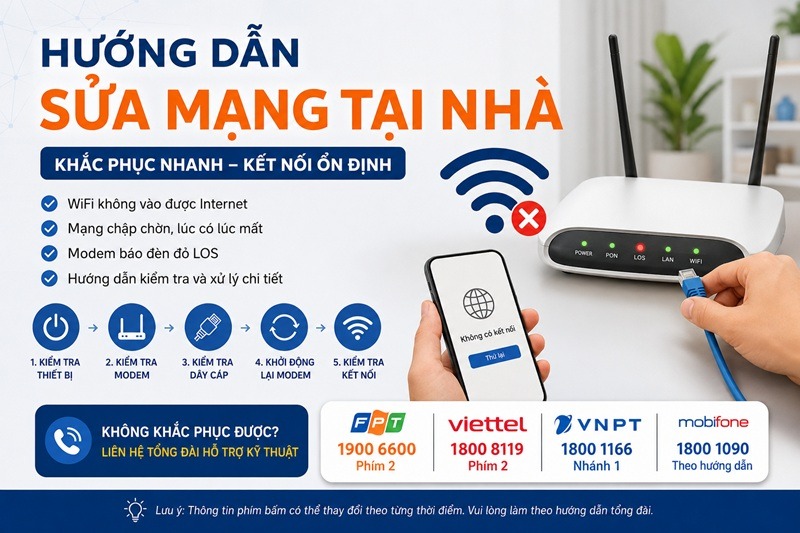 Hướng dẫn sửa mạng tại nhà